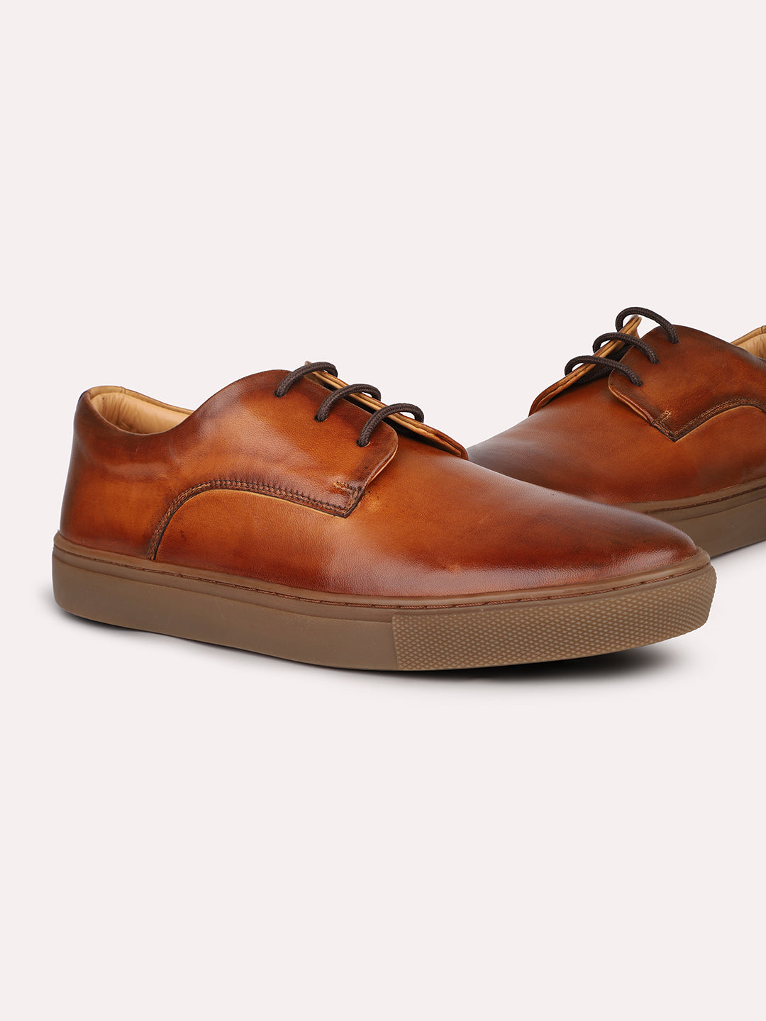 Men Tan Solid Casual Lace-Up Shoes