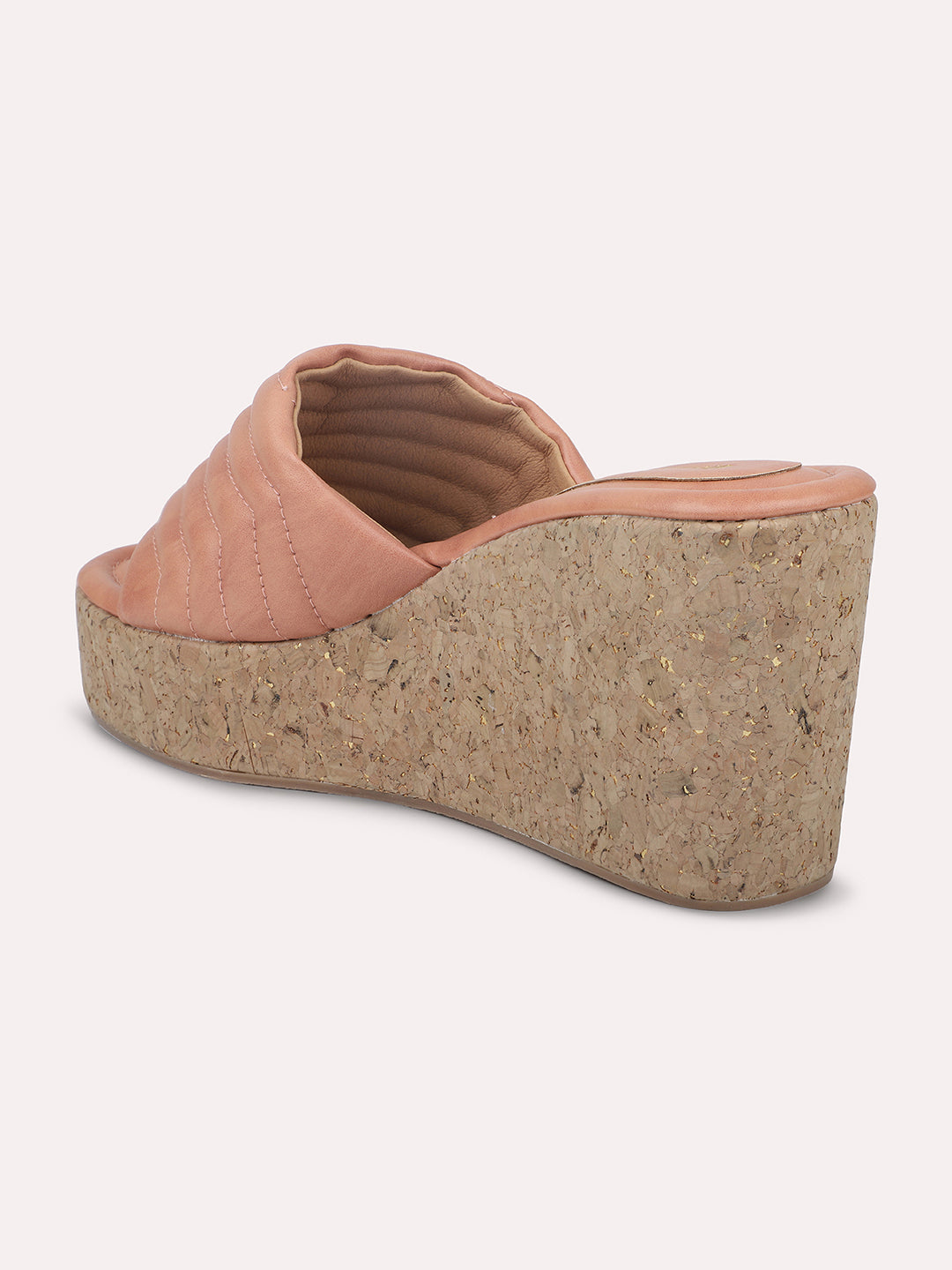 Women Peach Textured Wedge Heels