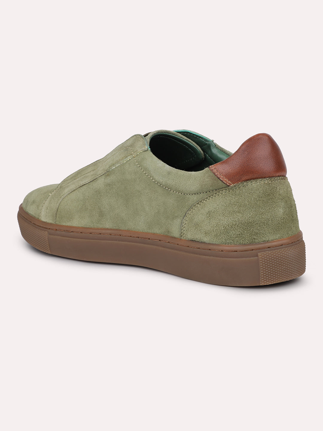 Men Green Seude Casual Slip-Ons Shoes