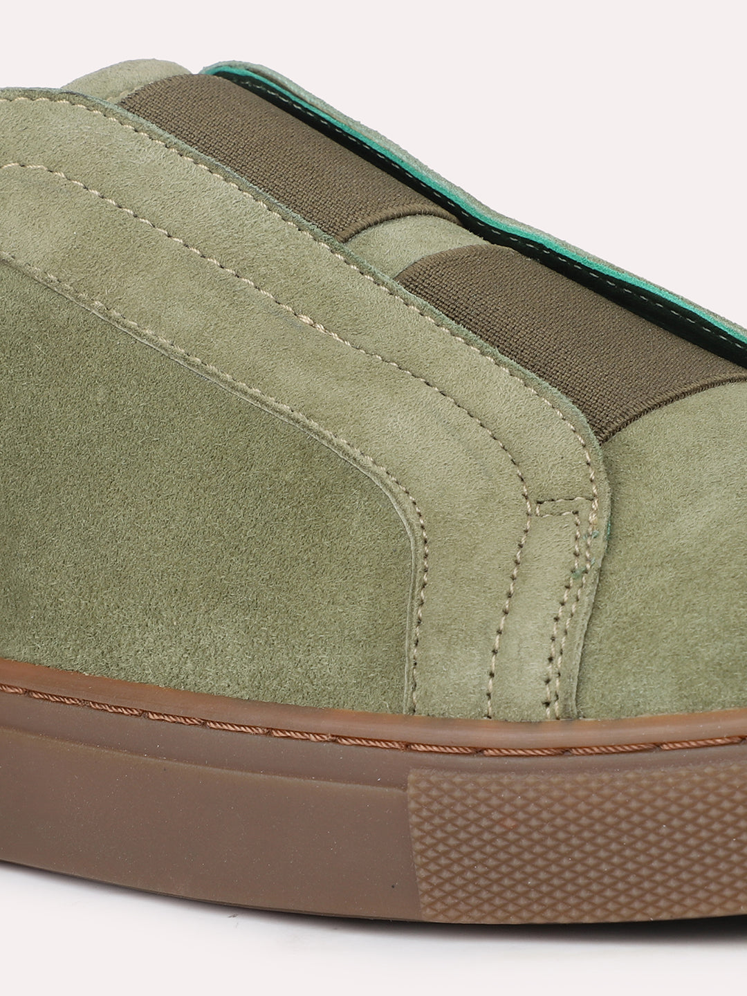 Men Green Seude Casual Slip-Ons Shoes