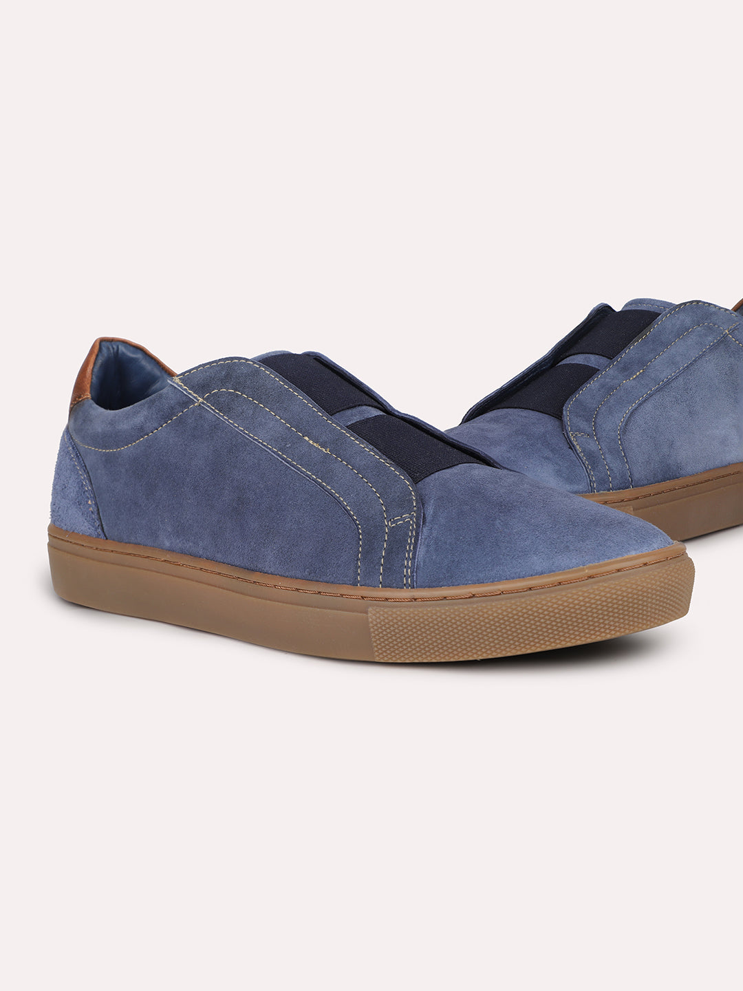 Men Navy Blue Seude Casual Slip-Ons Shoes