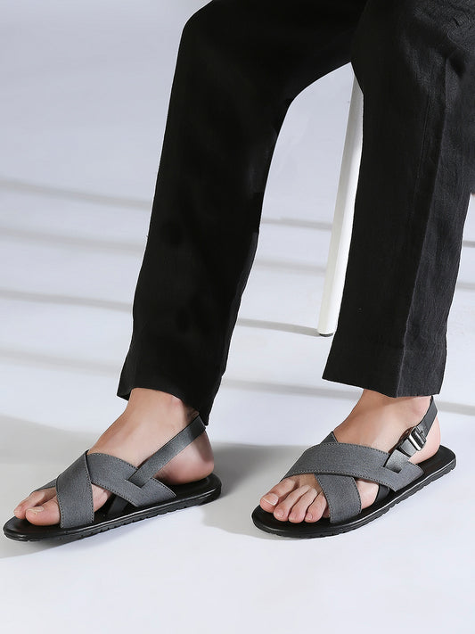Privo Denim Grey Open Toe Casual Sandal For Men