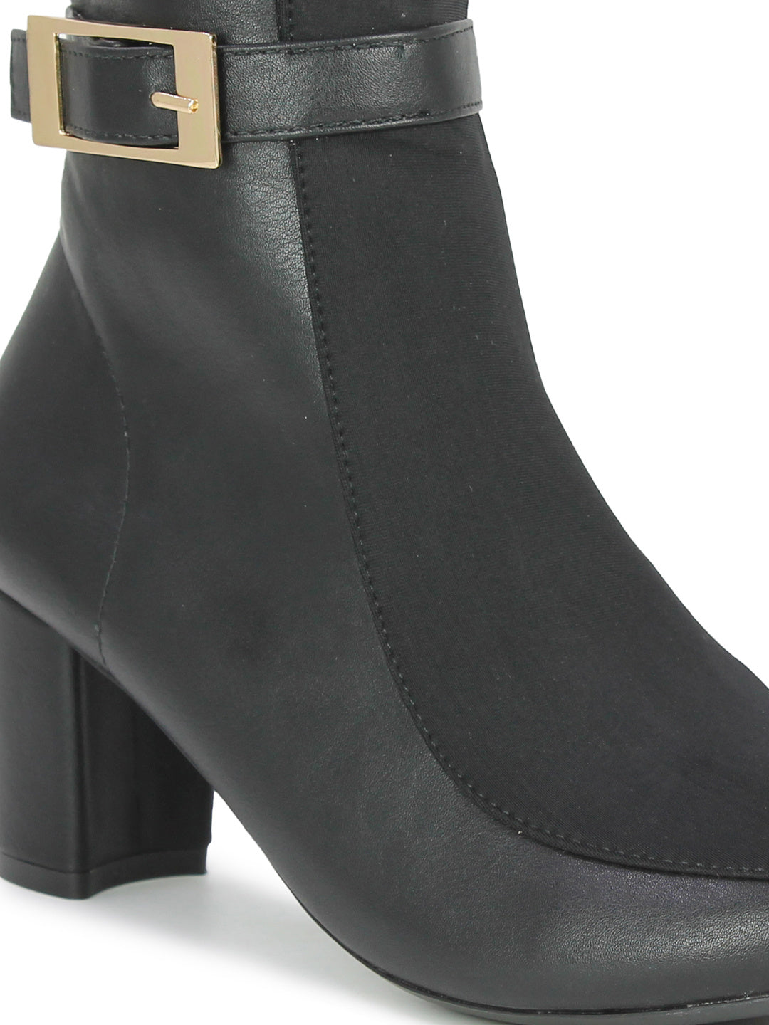 Block Heel Winter Wear Boots-Black
