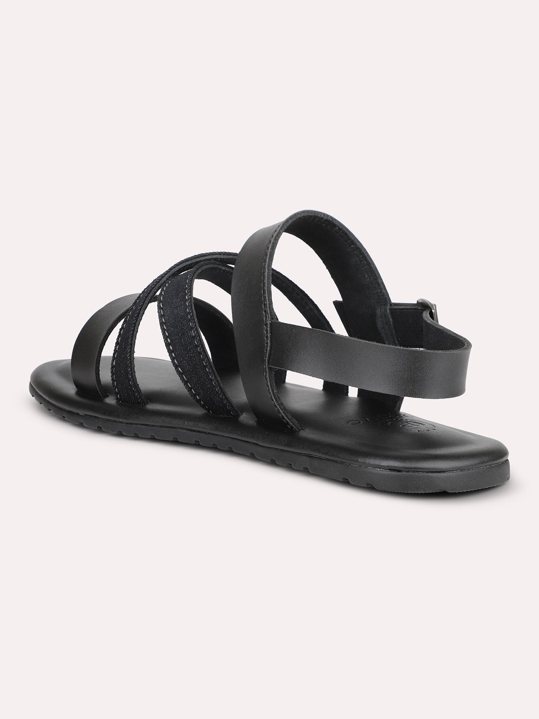 Privo Denim and Black Striped Casual Sandal For Men