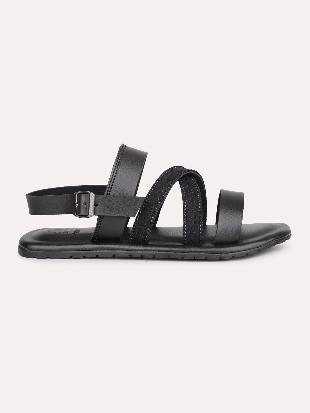 Privo Denim and Black Striped Casual Sandal For Men