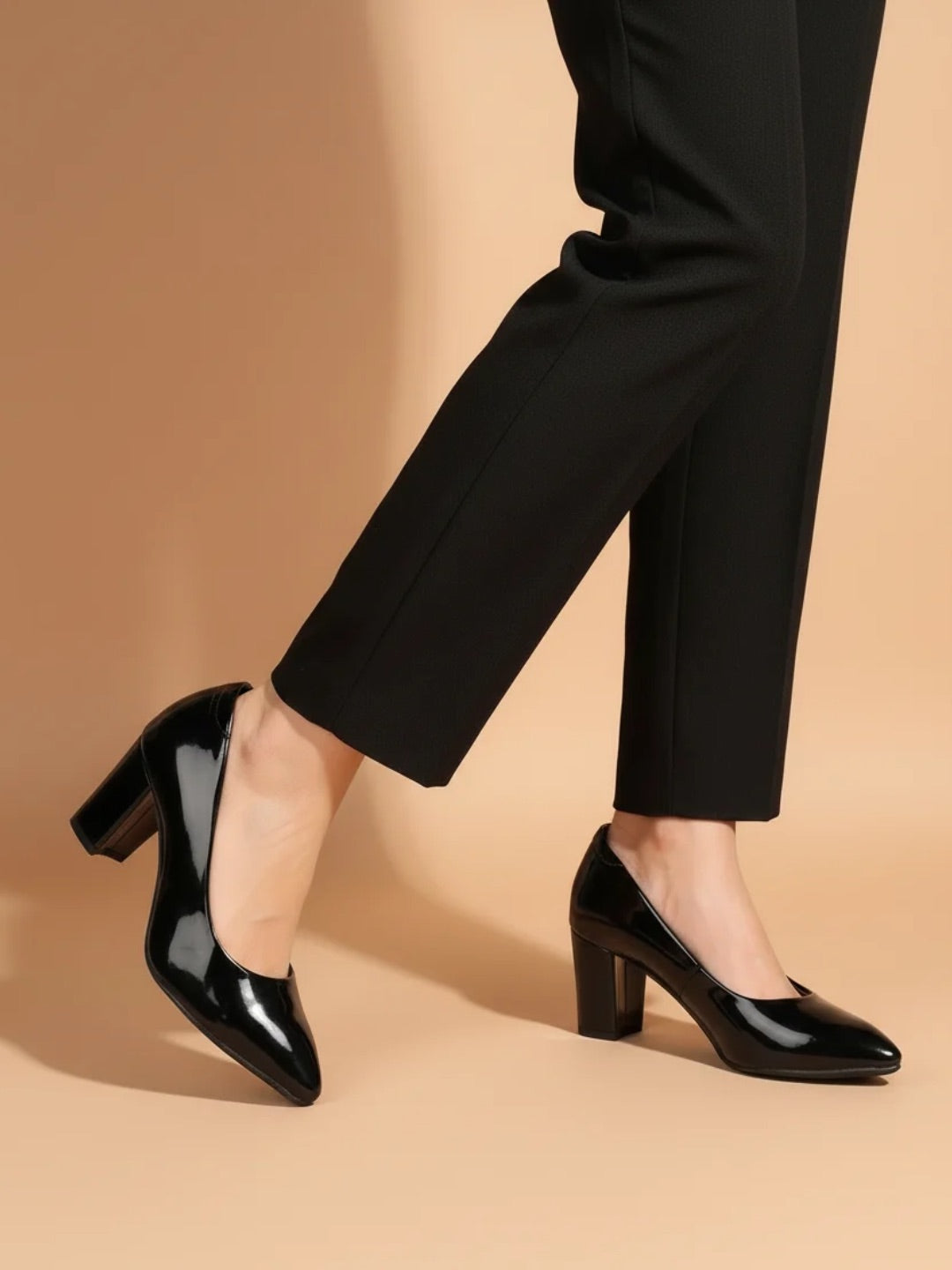 Women Black Block Pumps