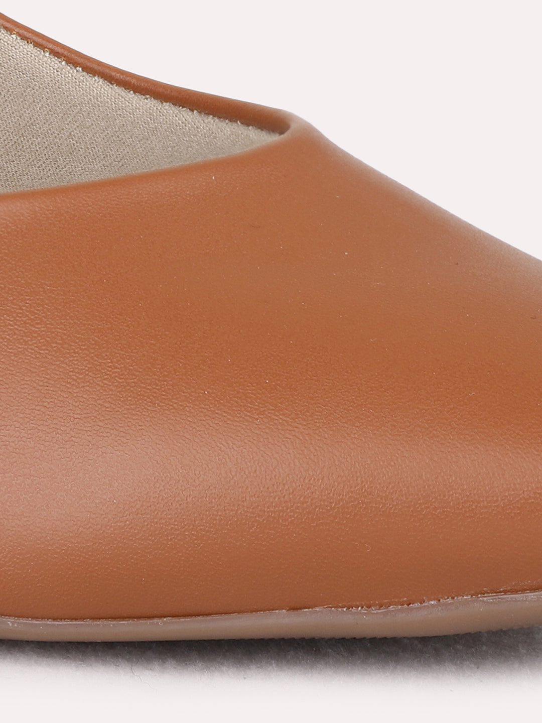 Womens Tan Party Wear Solid Pointed Kitten Heel Pumps