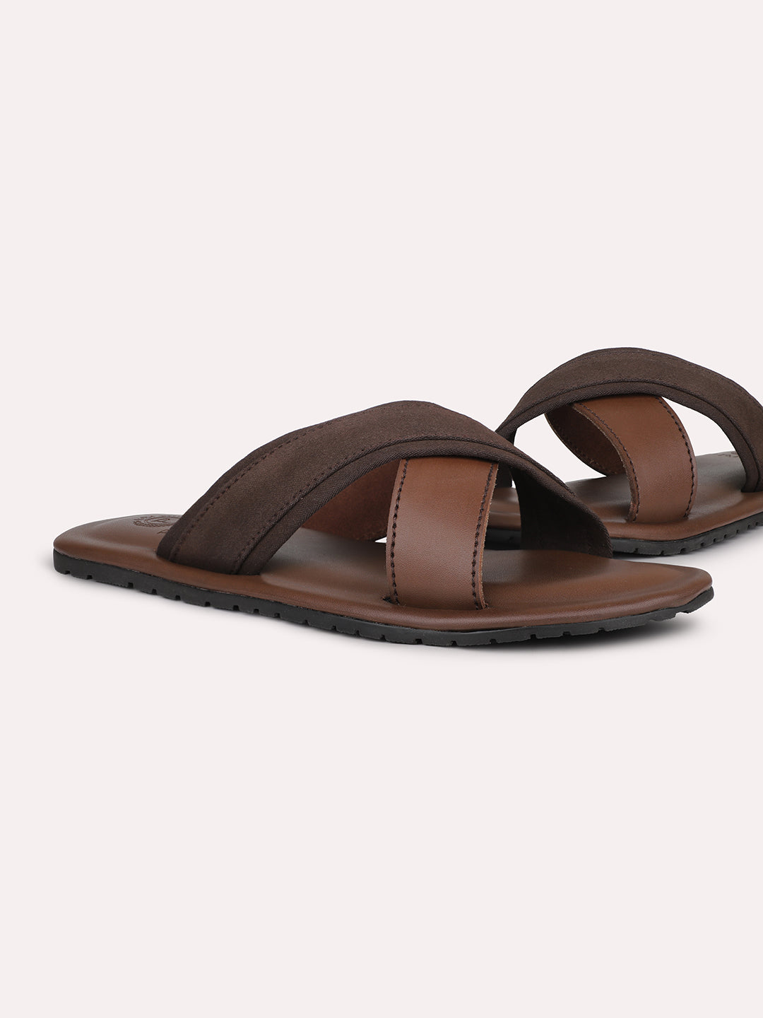 Privo Denim and Brown Casual Sandals For Men