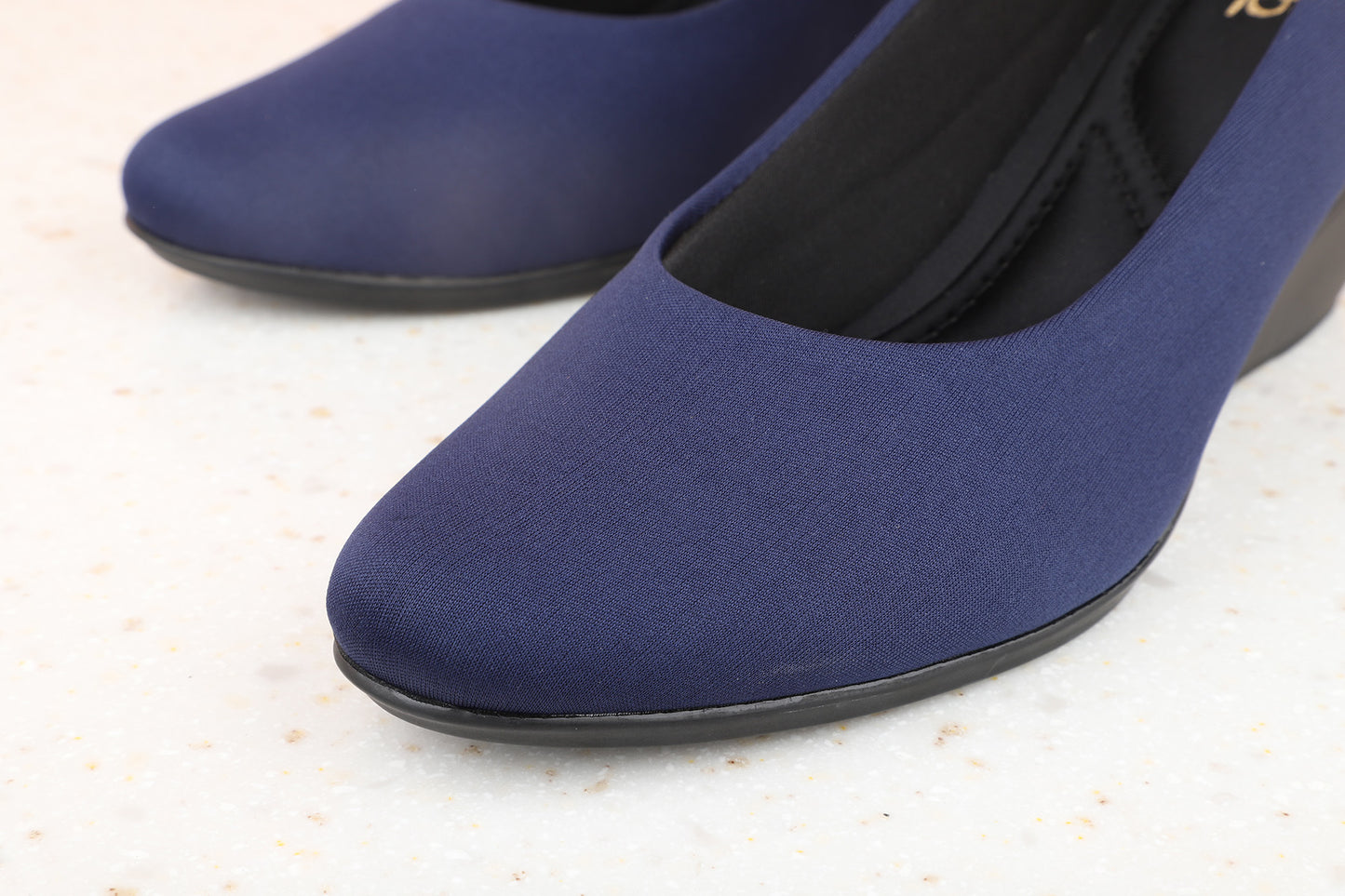 Women Navy Solid Wedge Pumps