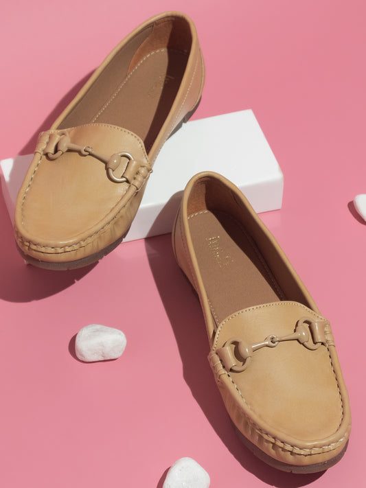 Women Beige Solid Loafers