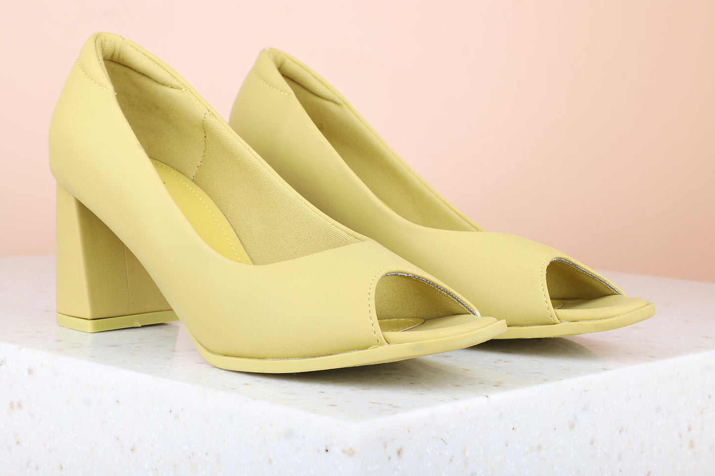 Women Yellow Peep Toes Heels