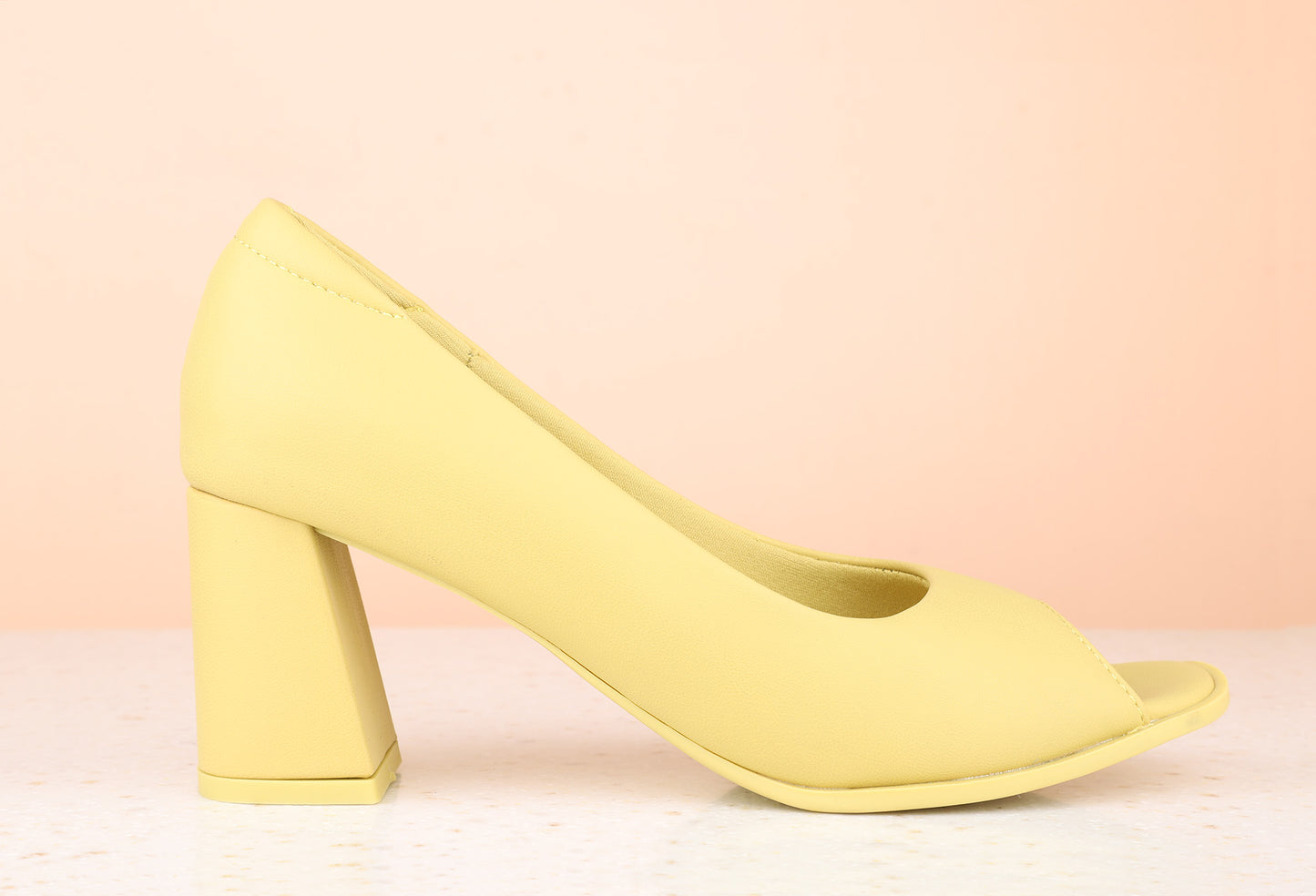 Women Yellow Peep Toes Heels