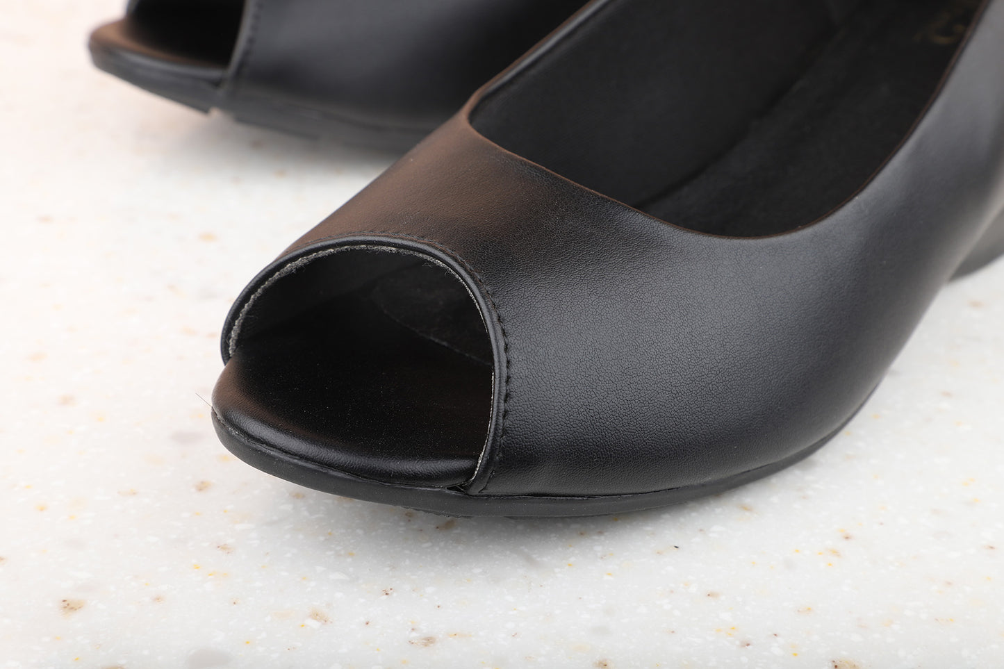 Women Black Peep Toes Wedge Heels
