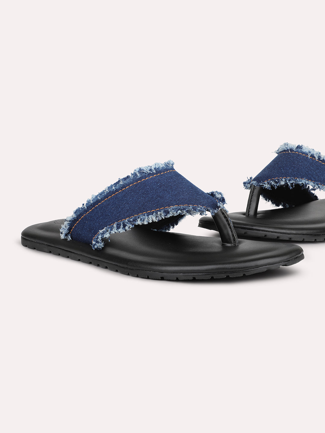 Privo Denim Blue T-strap Casual Sandal For Men