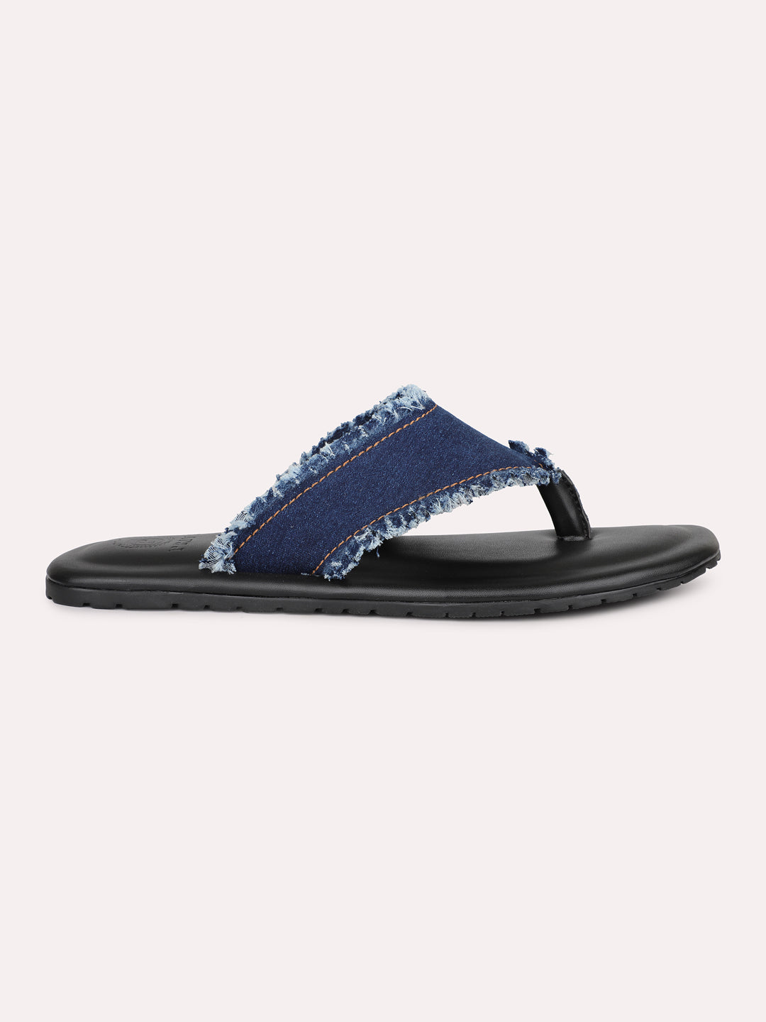 Privo Denim Blue T-strap Casual Sandal For Men