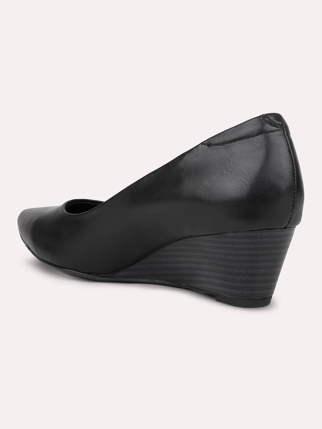 Women Black Wedge Heeled Pumps