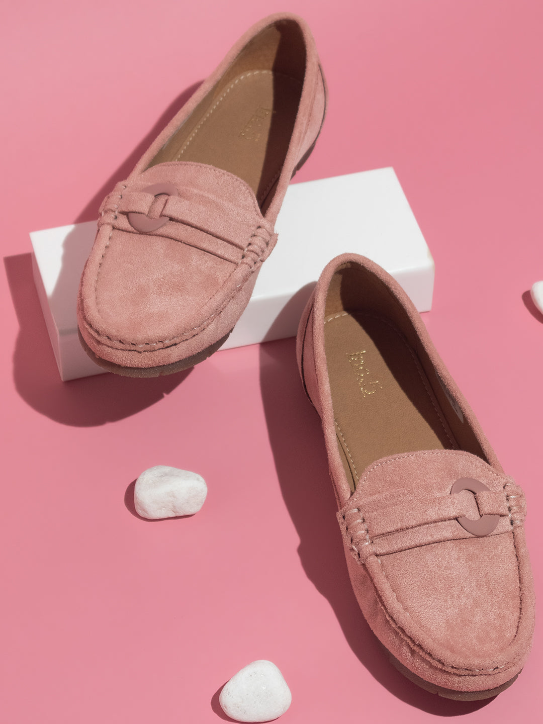 Women Peach Solid Loafers