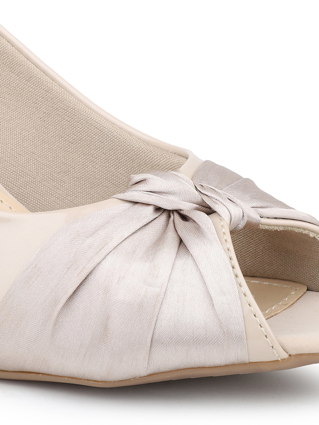 Womens Beige Party Wear Solid Pointed Toe Pumps