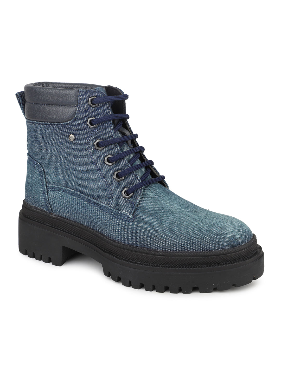 Womens Navy Blue Casual Solid Round Toe Ankle Boots