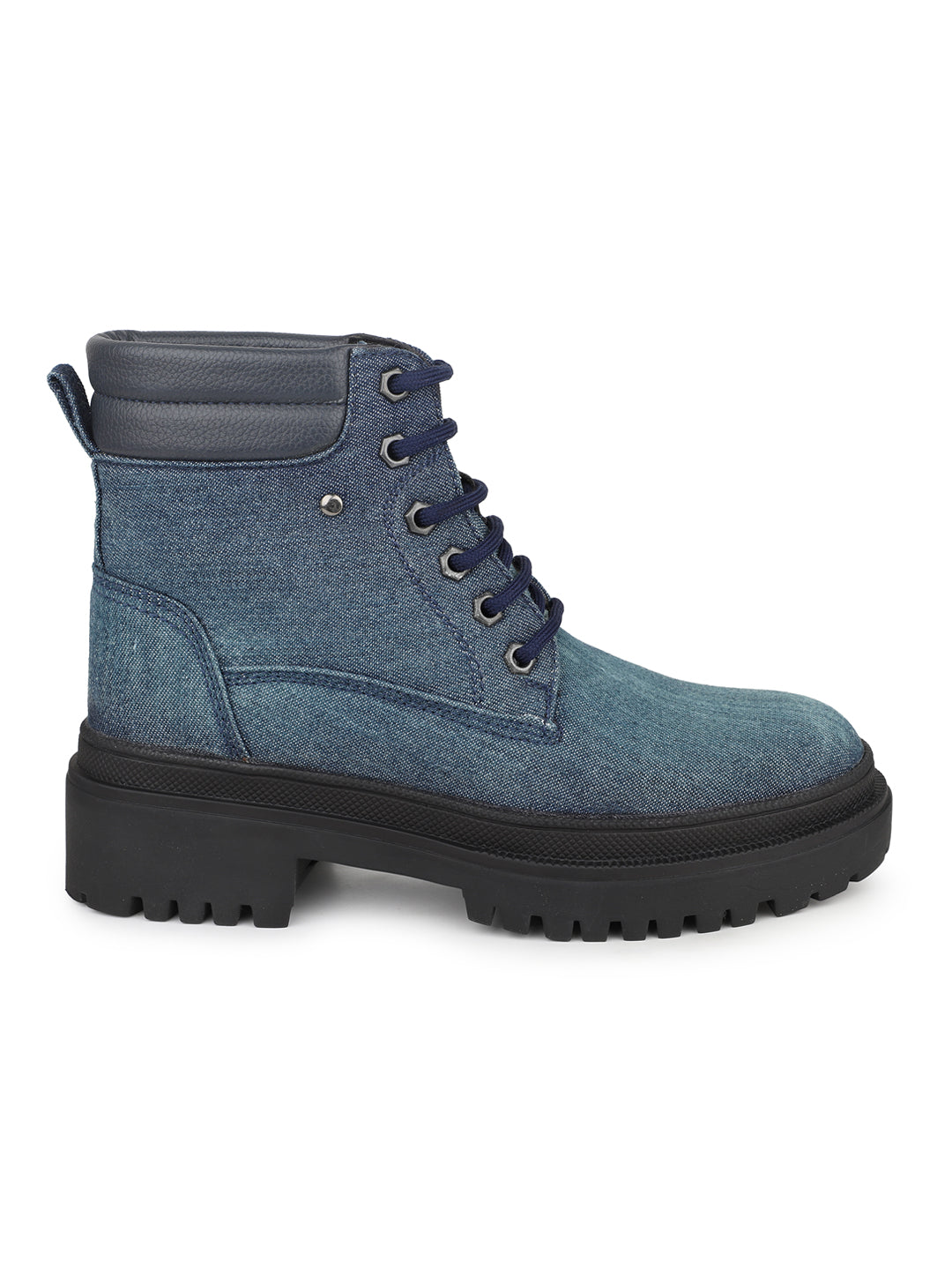 Womens Navy Blue Casual Solid Round Toe Ankle Boots