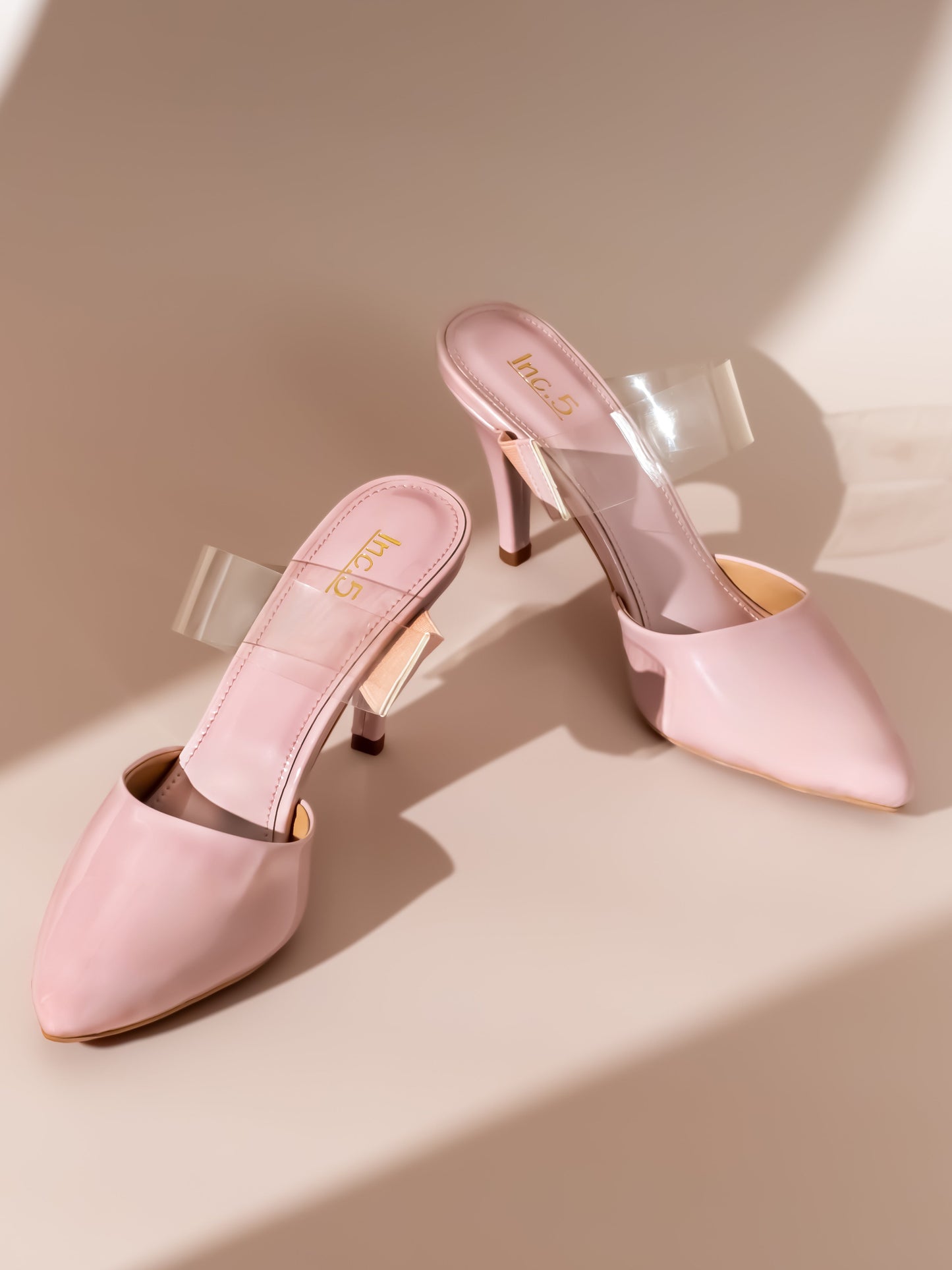 Women Peach Embellished Party Slim Heel Mules