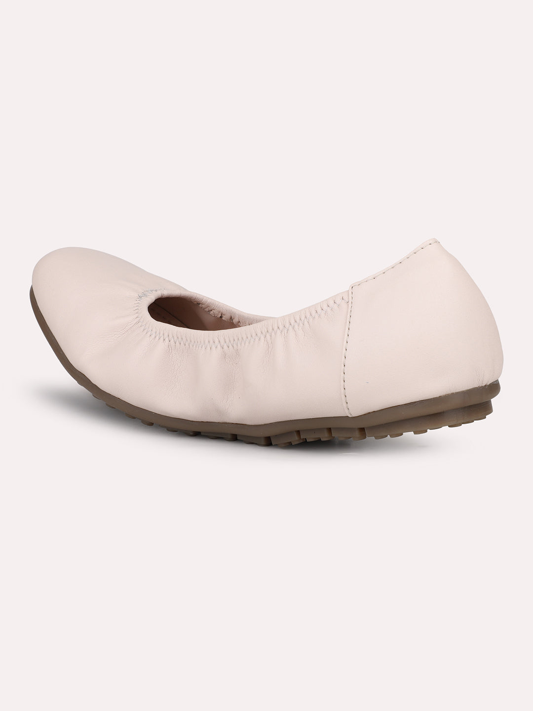 Women Cream Solid Ballerinas Flats