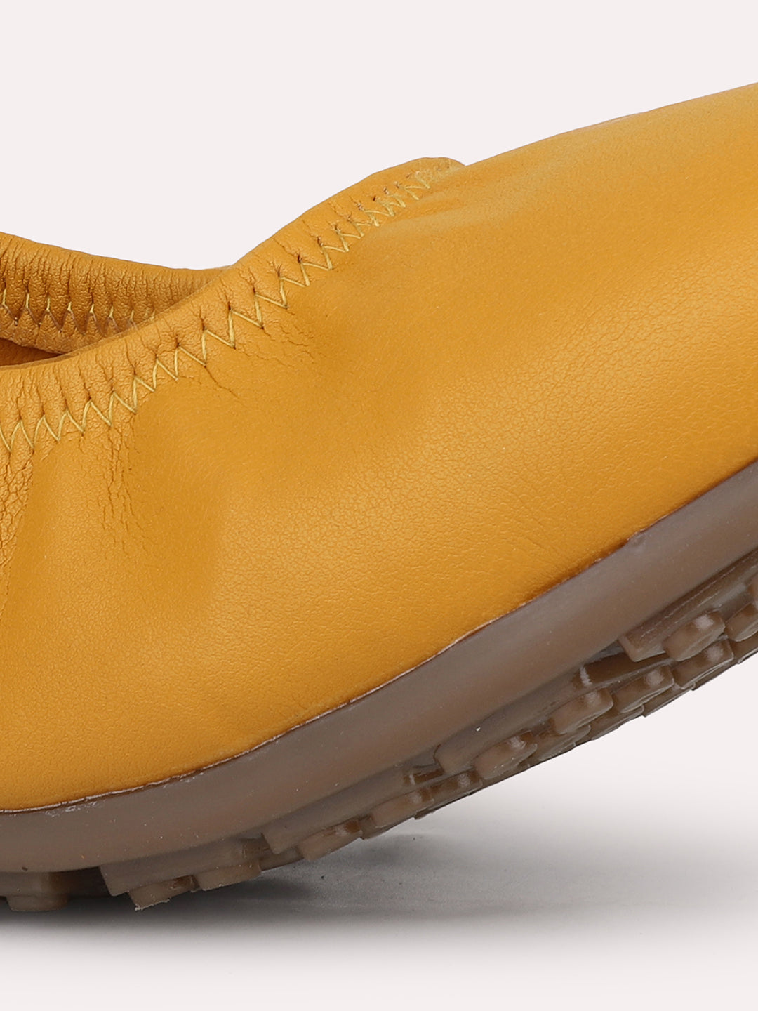 Women Mustard Solid Ballerinas Flats