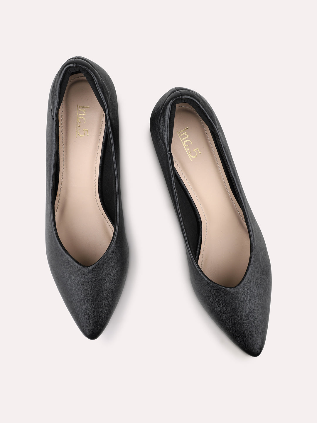 Women Black Pointed Toe Block Heels Pumps