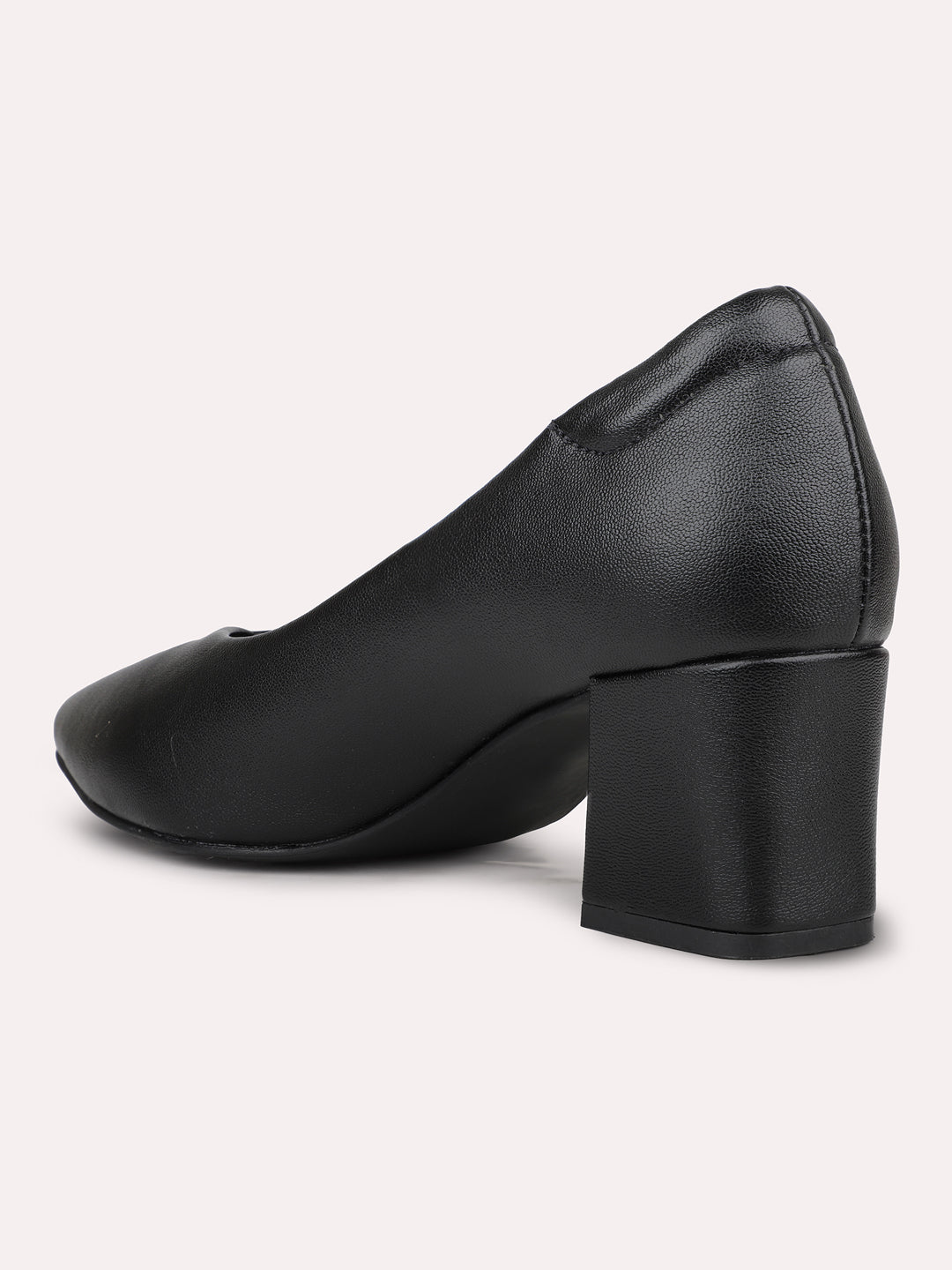 Women Black Pointed Toe Block Heels Pumps