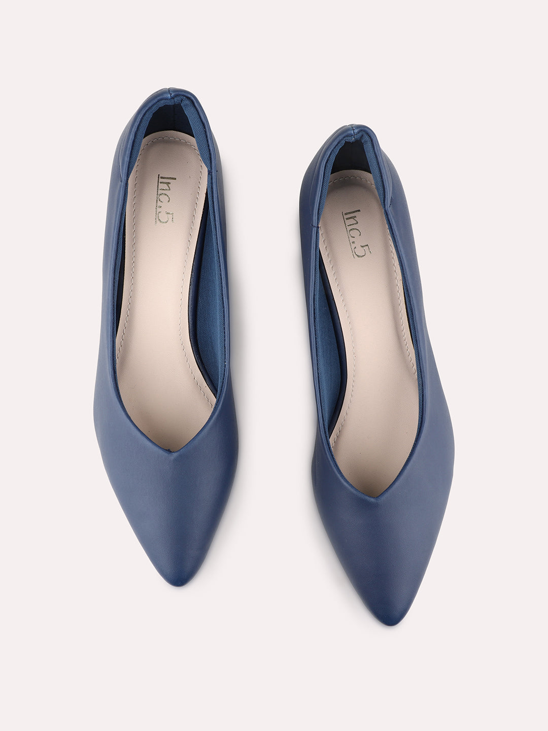 Womens Navy Party Wear Solid Pointed Toe Heel Pump Shoes