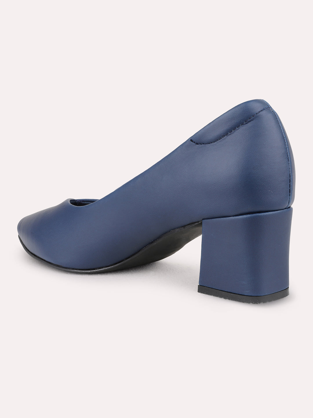 Womens Navy Party Wear Solid Pointed Toe Heel Pump Shoes