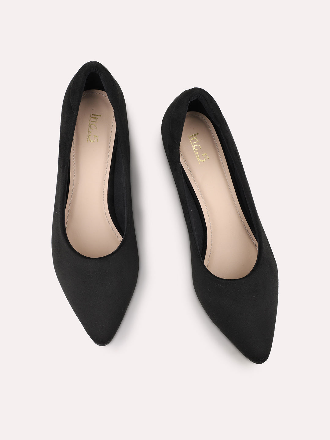 Women Black Pointed Toe Block Heel Pumps