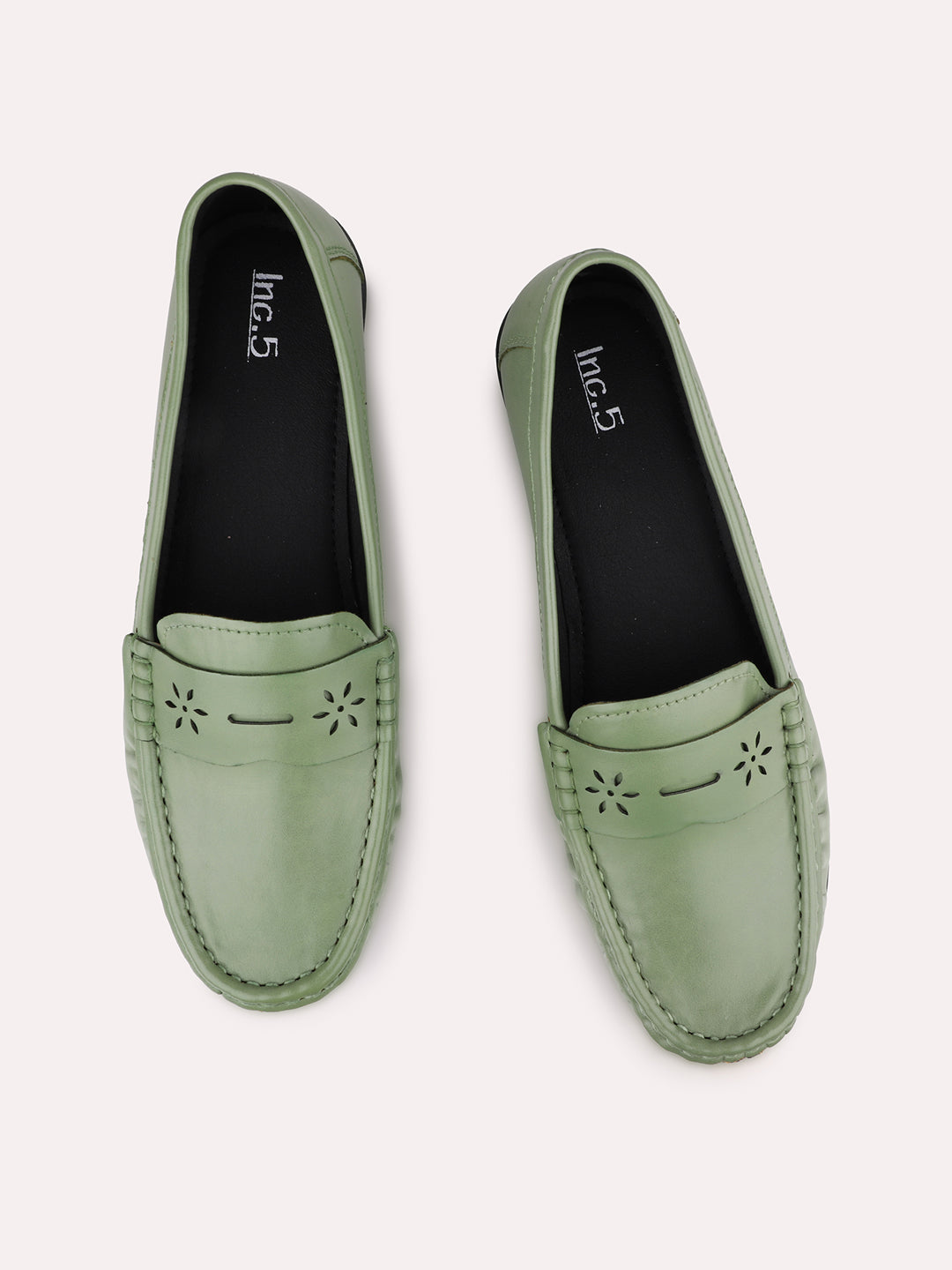 Womens Green Casual Square toe Loafers