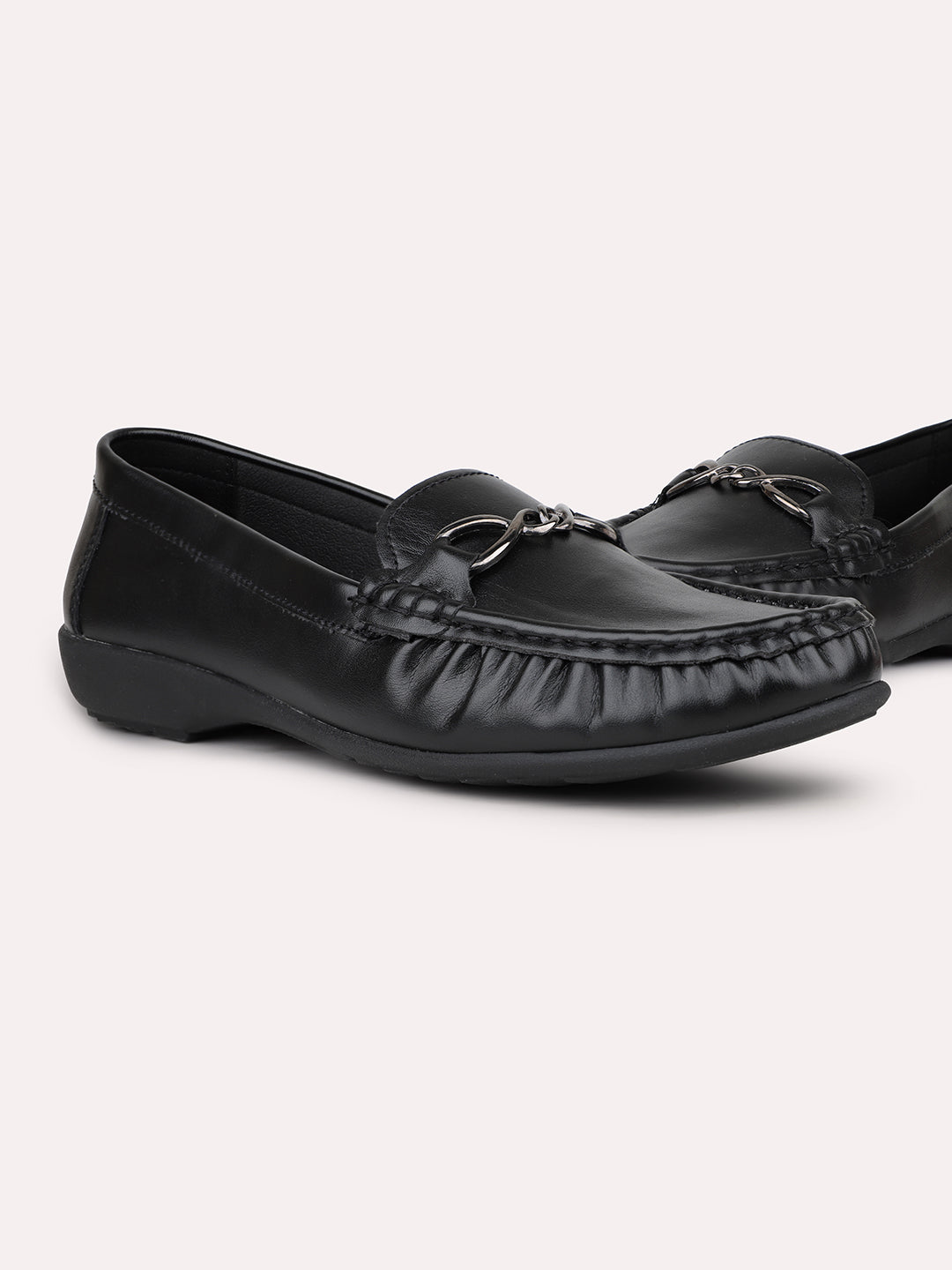 Womens Black Casual Square toe Loafers