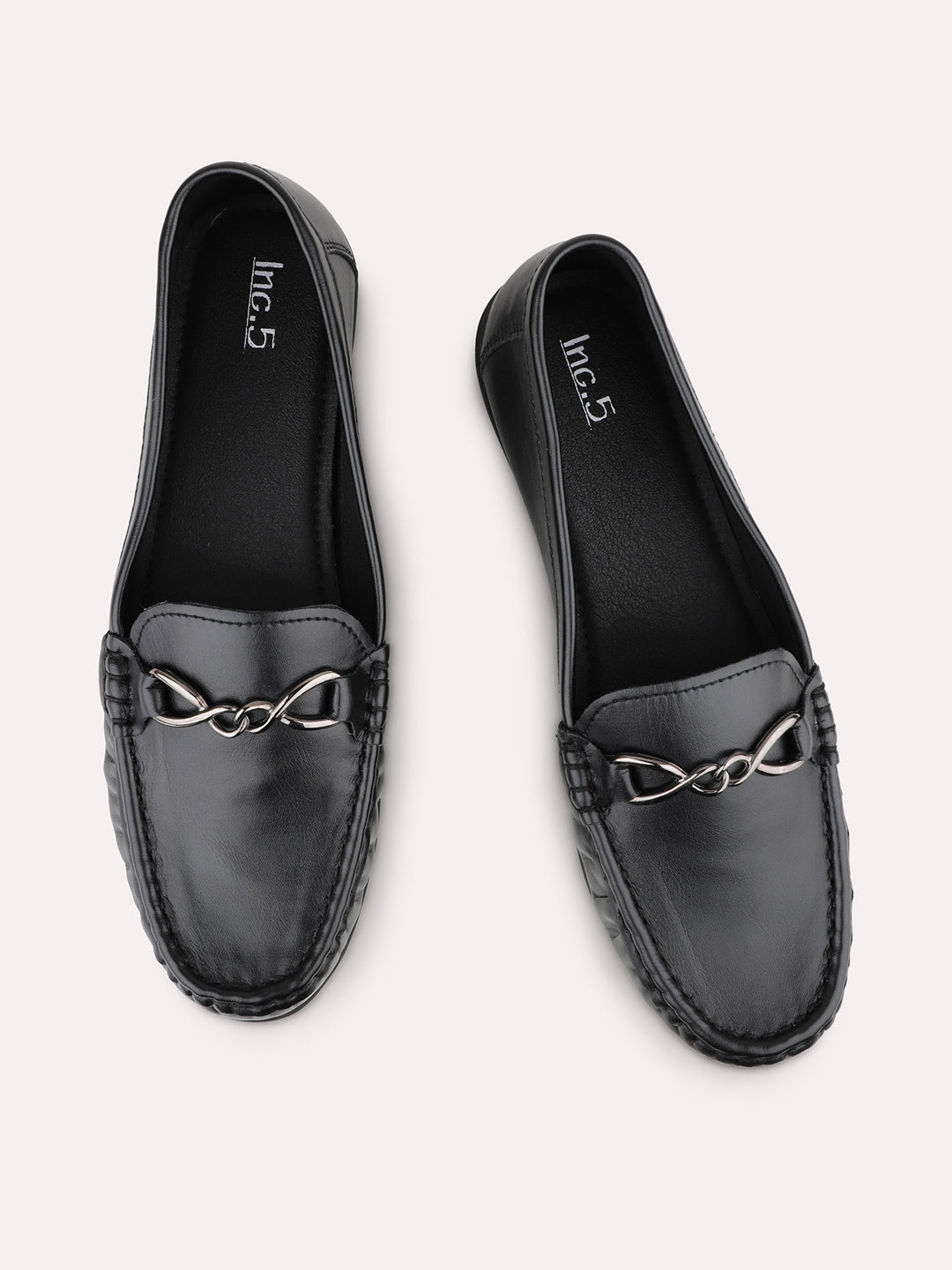 Womens Black Casual Square toe Loafers