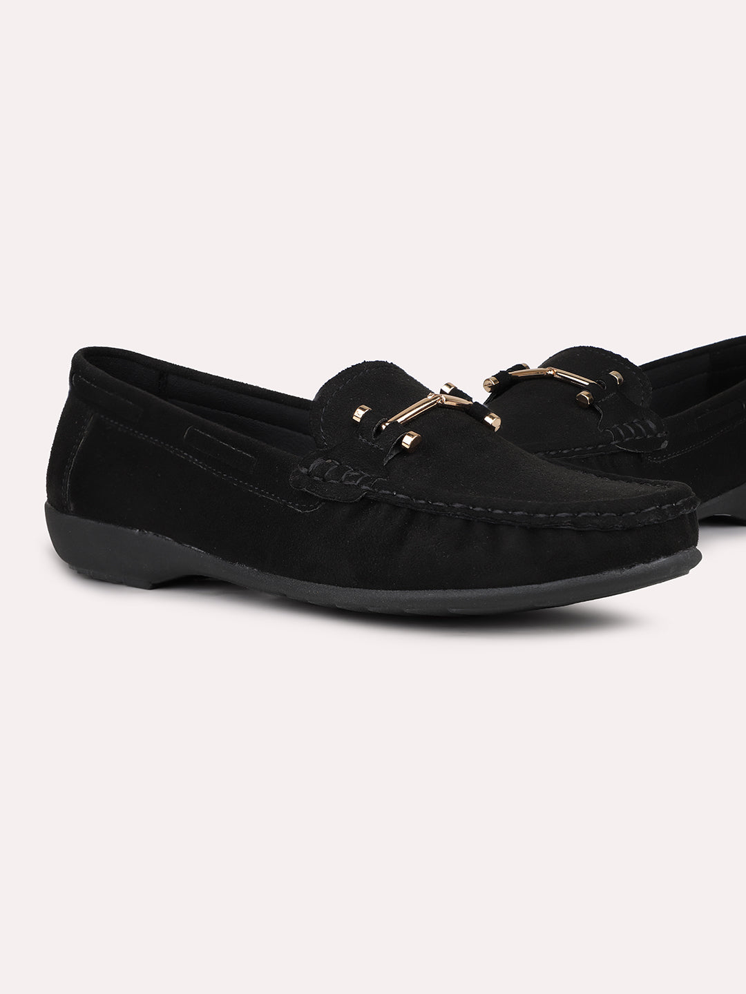 Womens Black Casual Square toe Loafers