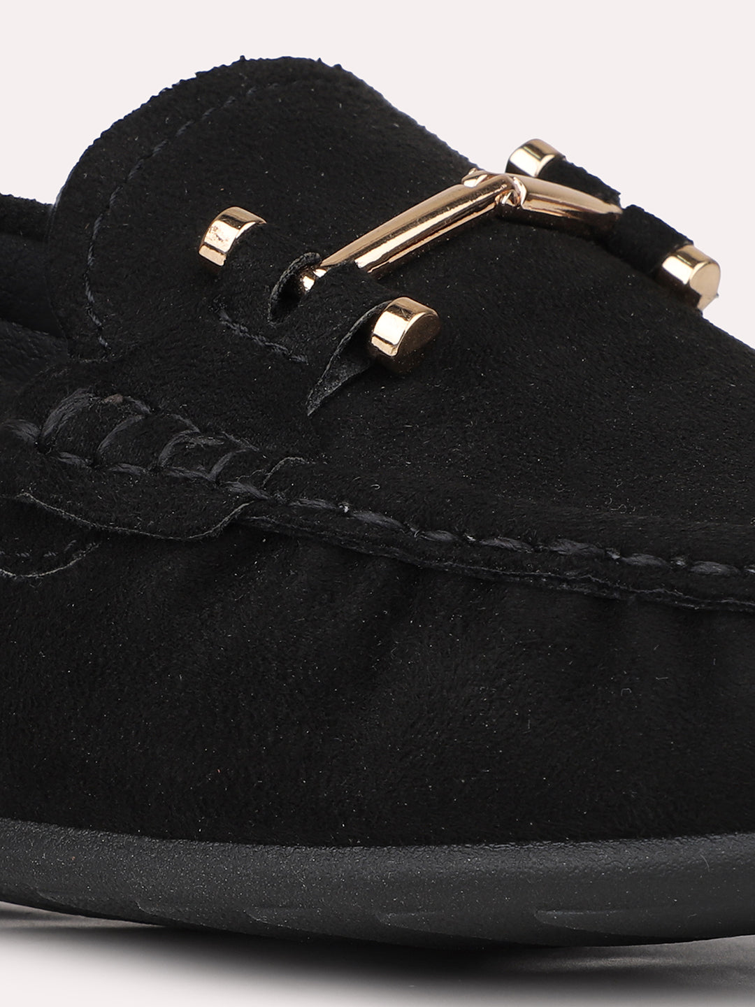 Womens Black Casual Square toe Loafers