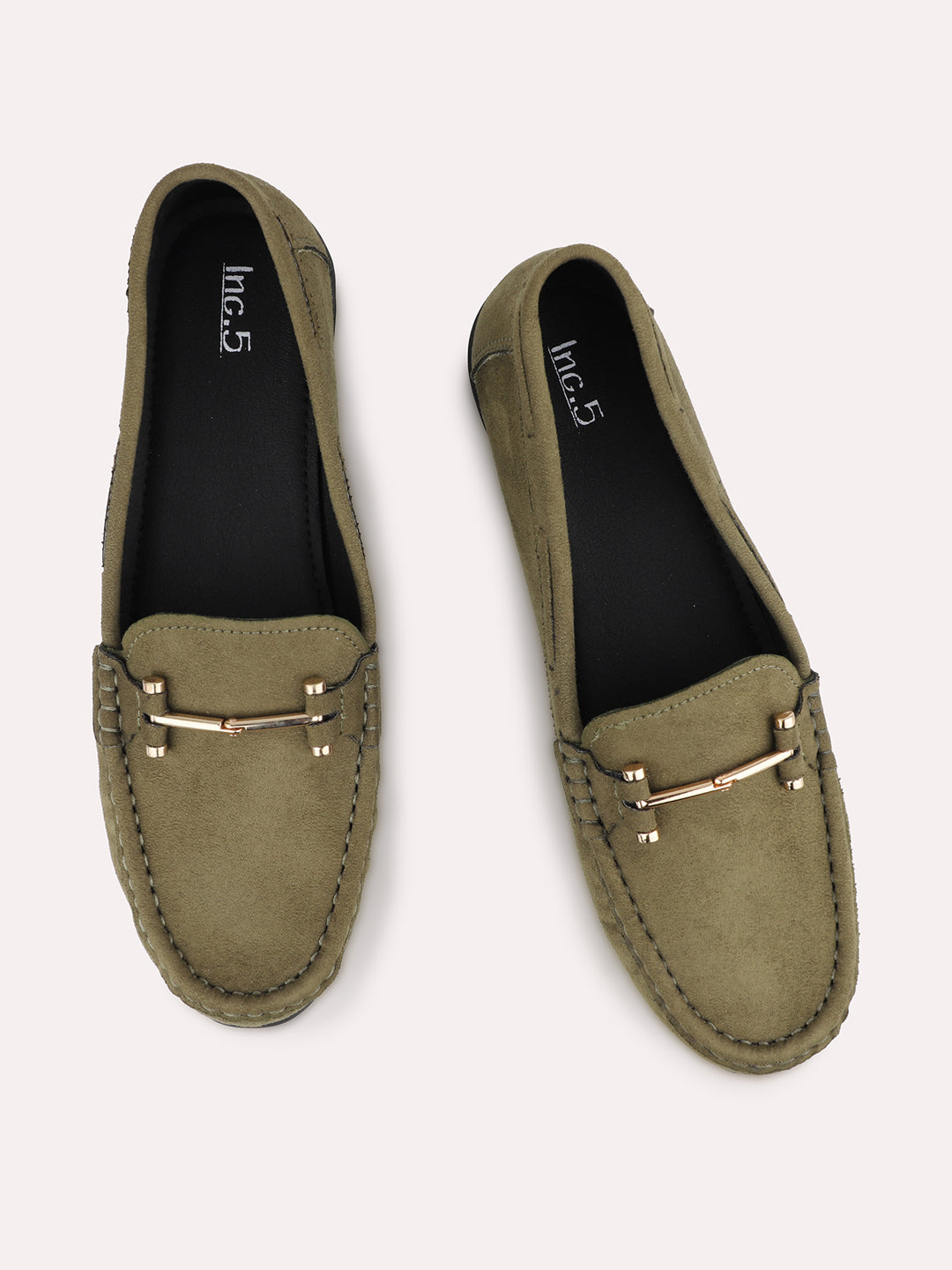 Womens Green Casual Square toe Loafers