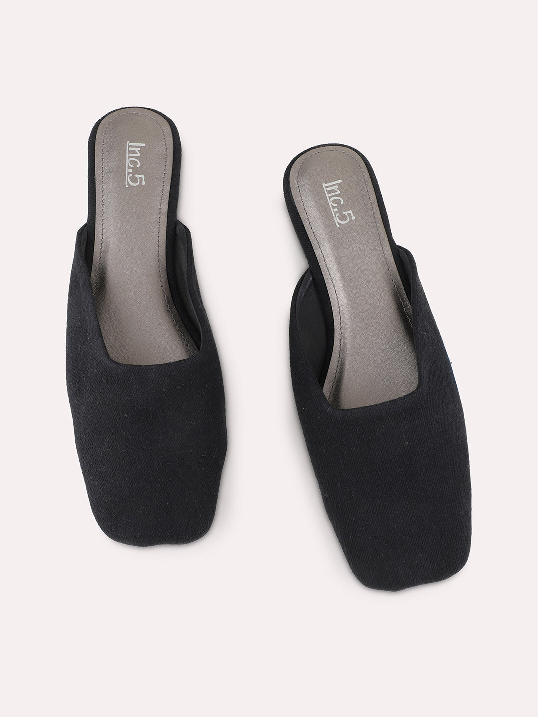 Womens Black Casual Solid Flat Mules