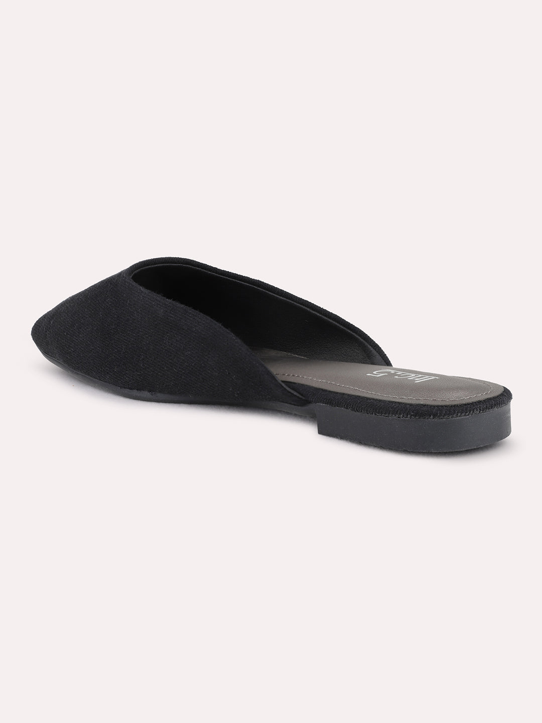 Womens Black Casual Solid Flat Mules