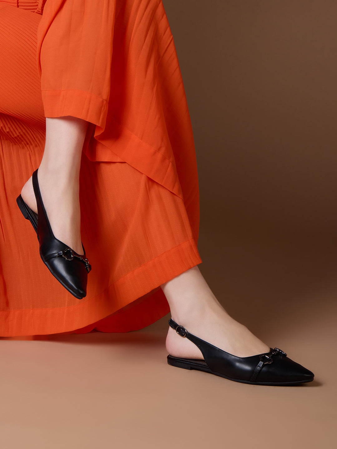 Women Black Party Wear Solid Pointed Toe Slip-On Mules