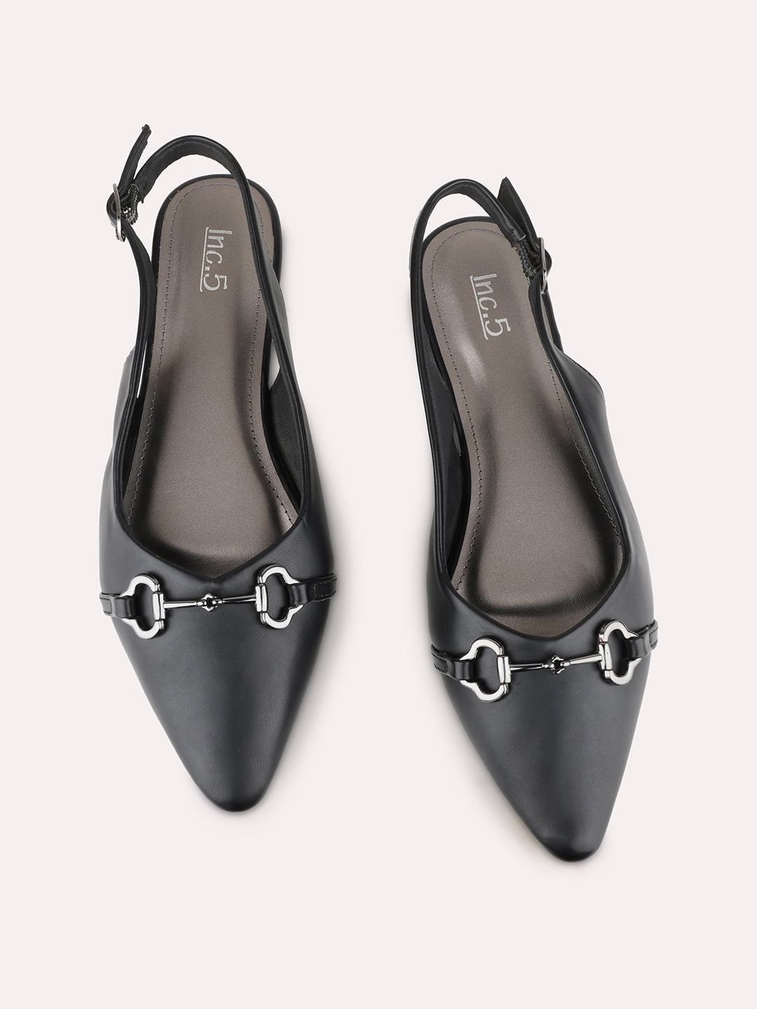 Women Black Party Wear Solid Pointed Toe Slip-On Mules