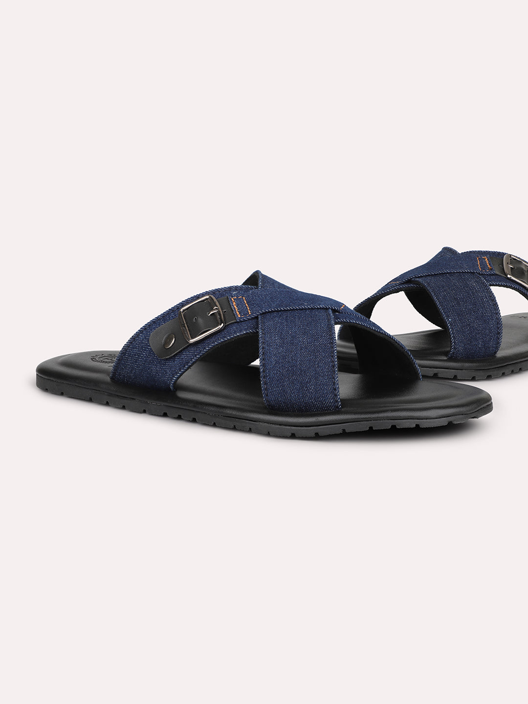 Privo Navy Denim Casual Sandal With Buckle For Men
