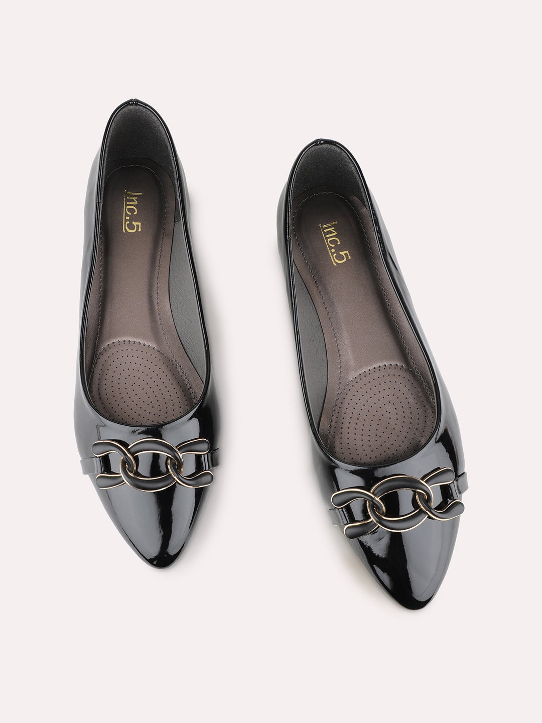 Womens Black Casual Solid Pattern Round Toe Ballerinas