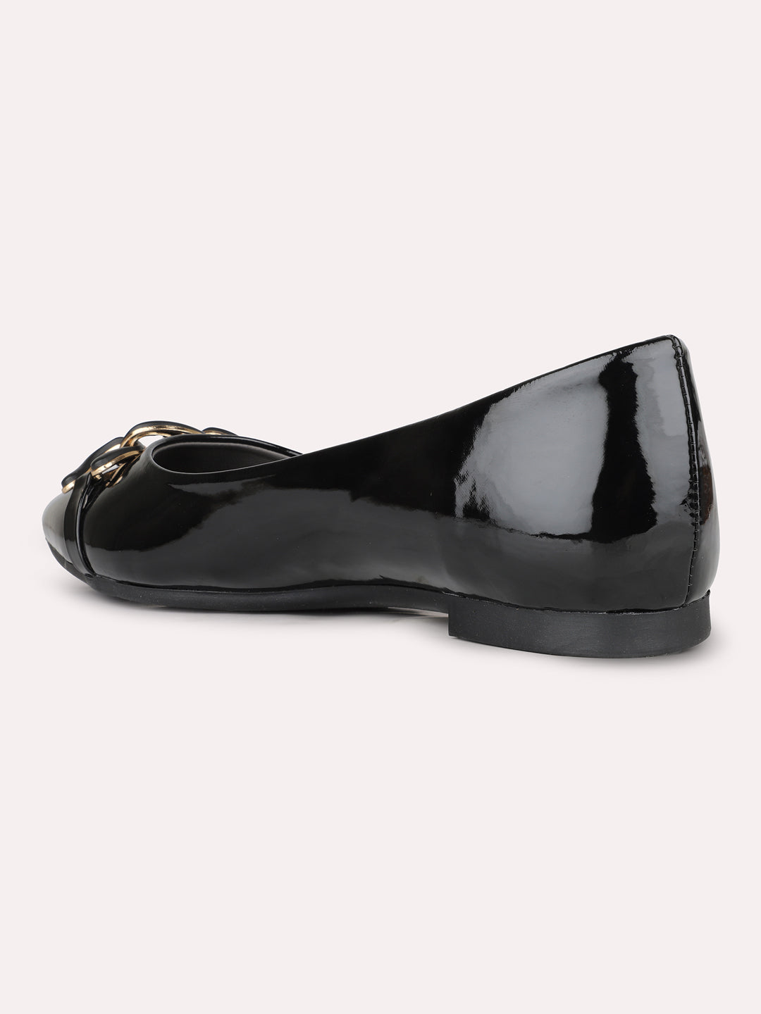 Womens Black Casual Solid Pattern Round Toe Ballerinas
