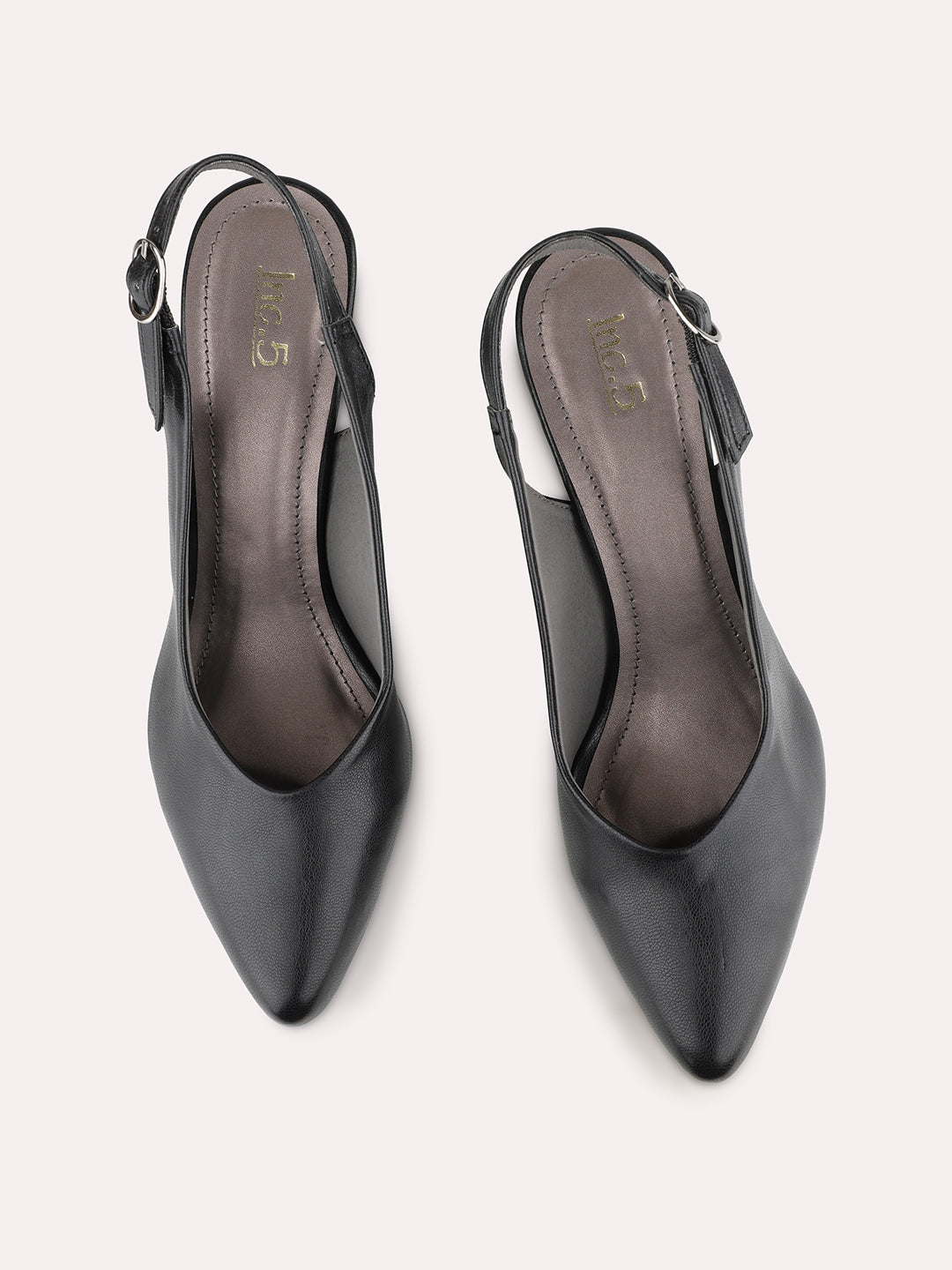 Women Black Party Wear Solid Pointed Block Heel Mules