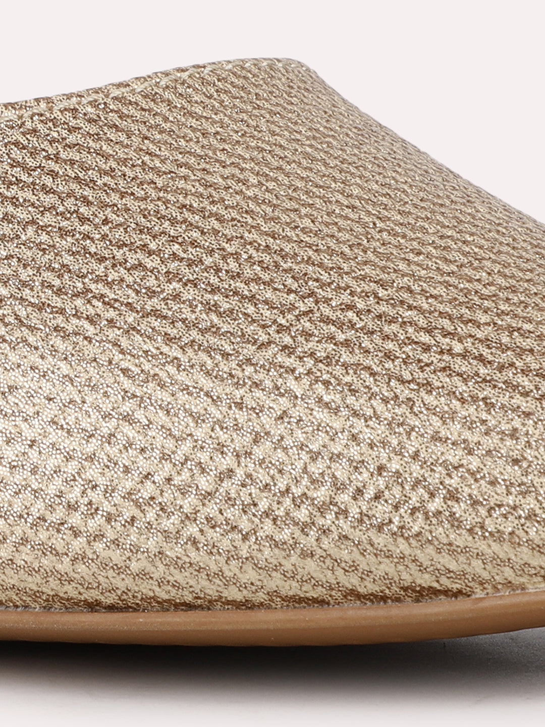 Women Golden Party Wear Solid Pointed Stiletto Heel Mules