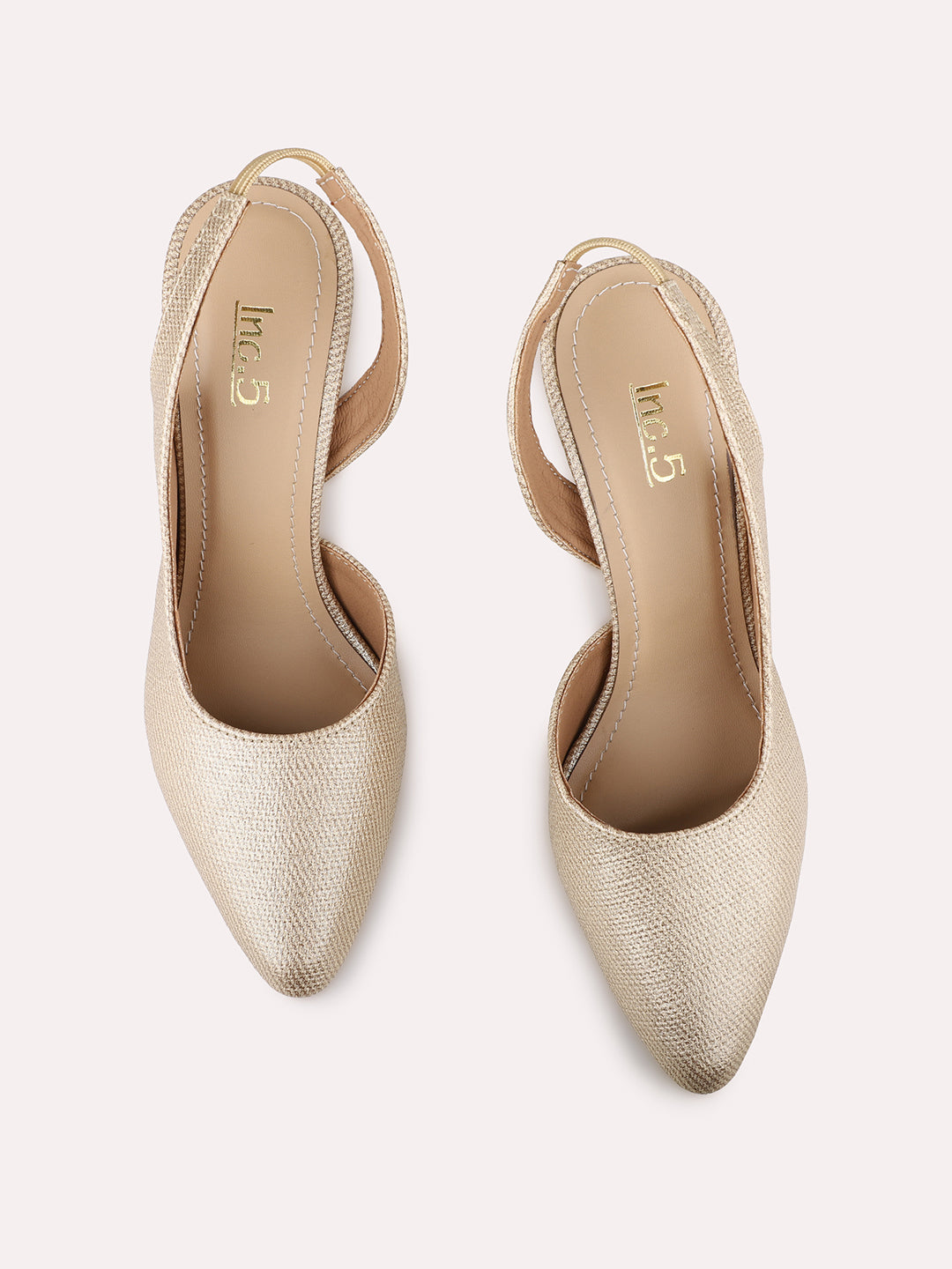 Women Golden Party Wear Solid Pointed Stiletto Heel Mules