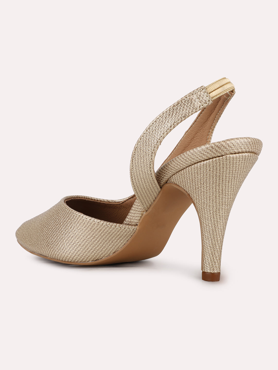 Women Golden Party Wear Solid Pointed Stiletto Heel Mules