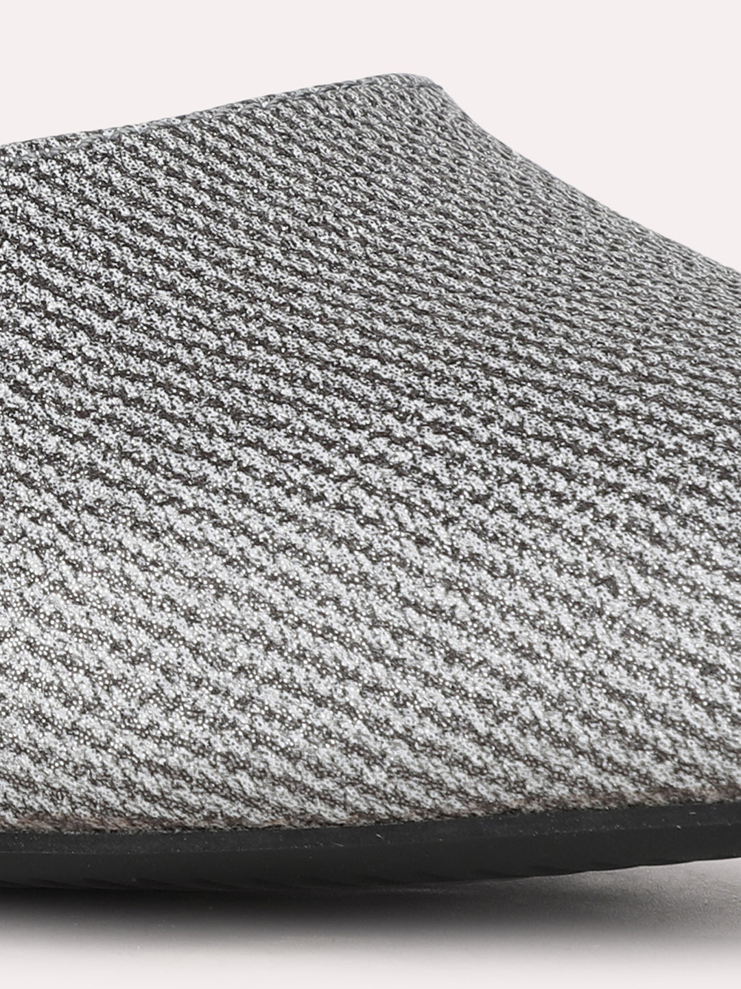 Women Pewter Party Wear Solid Pointed Toe Kitten Heel Mules